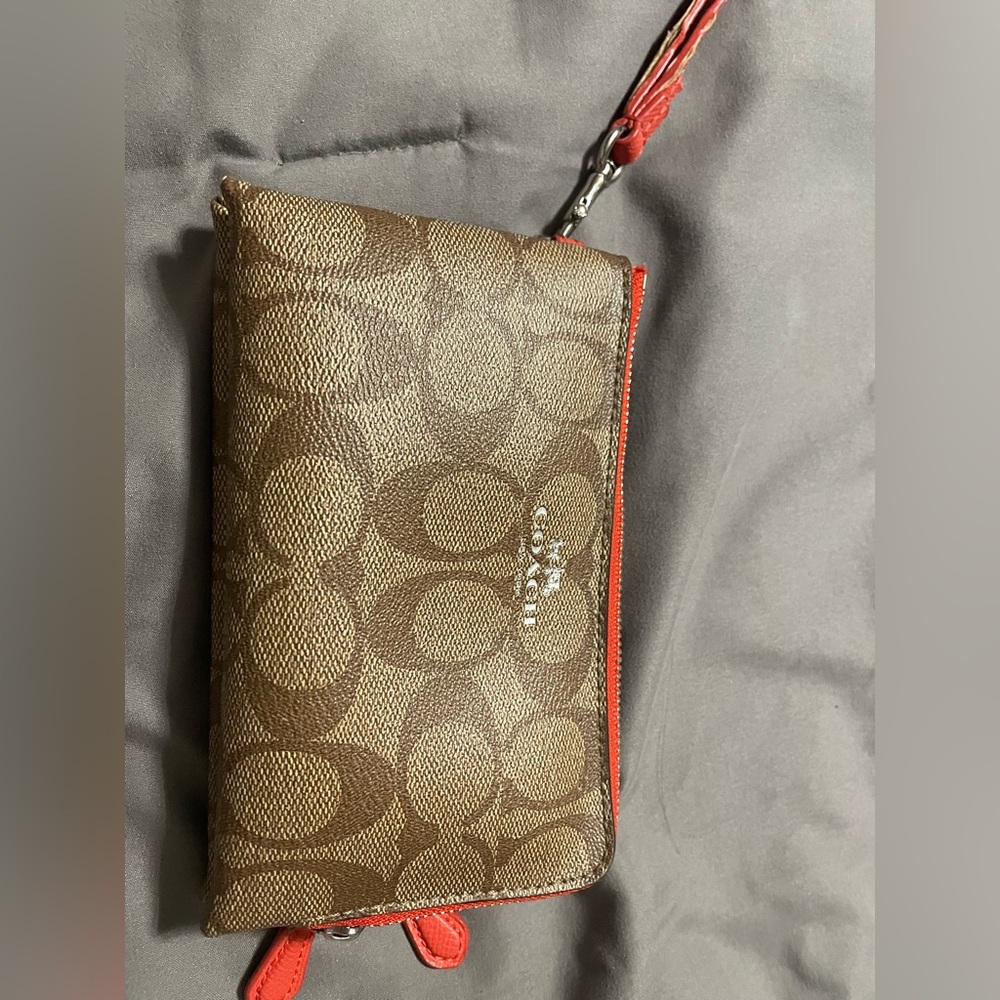 Brown and Red Wristlet Wallet